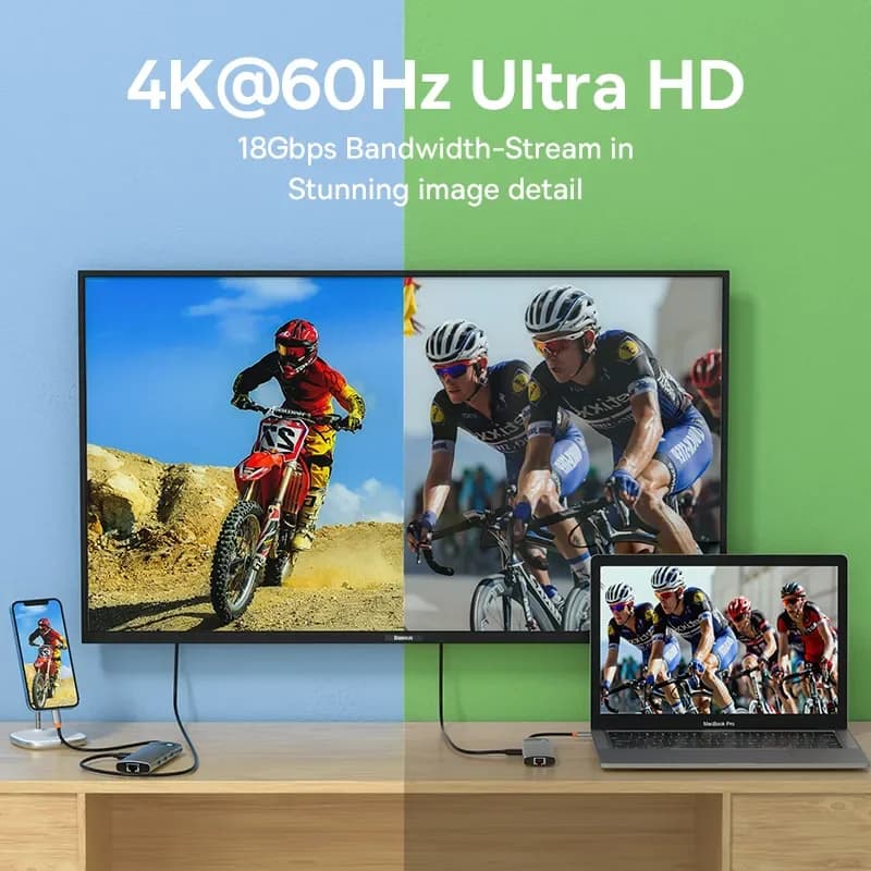 USB-C хаб 4K 60Hz с HDMI, Ethernet и PD 100 Вт