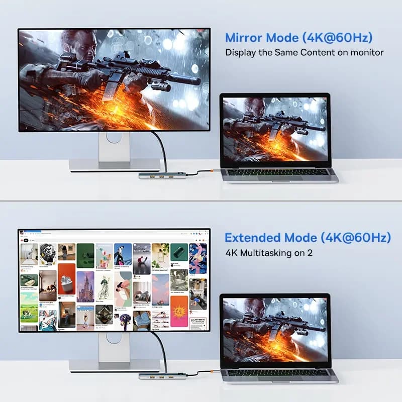 USB-C хаб 4K 60Hz с HDMI, Ethernet и PD 100 Вт